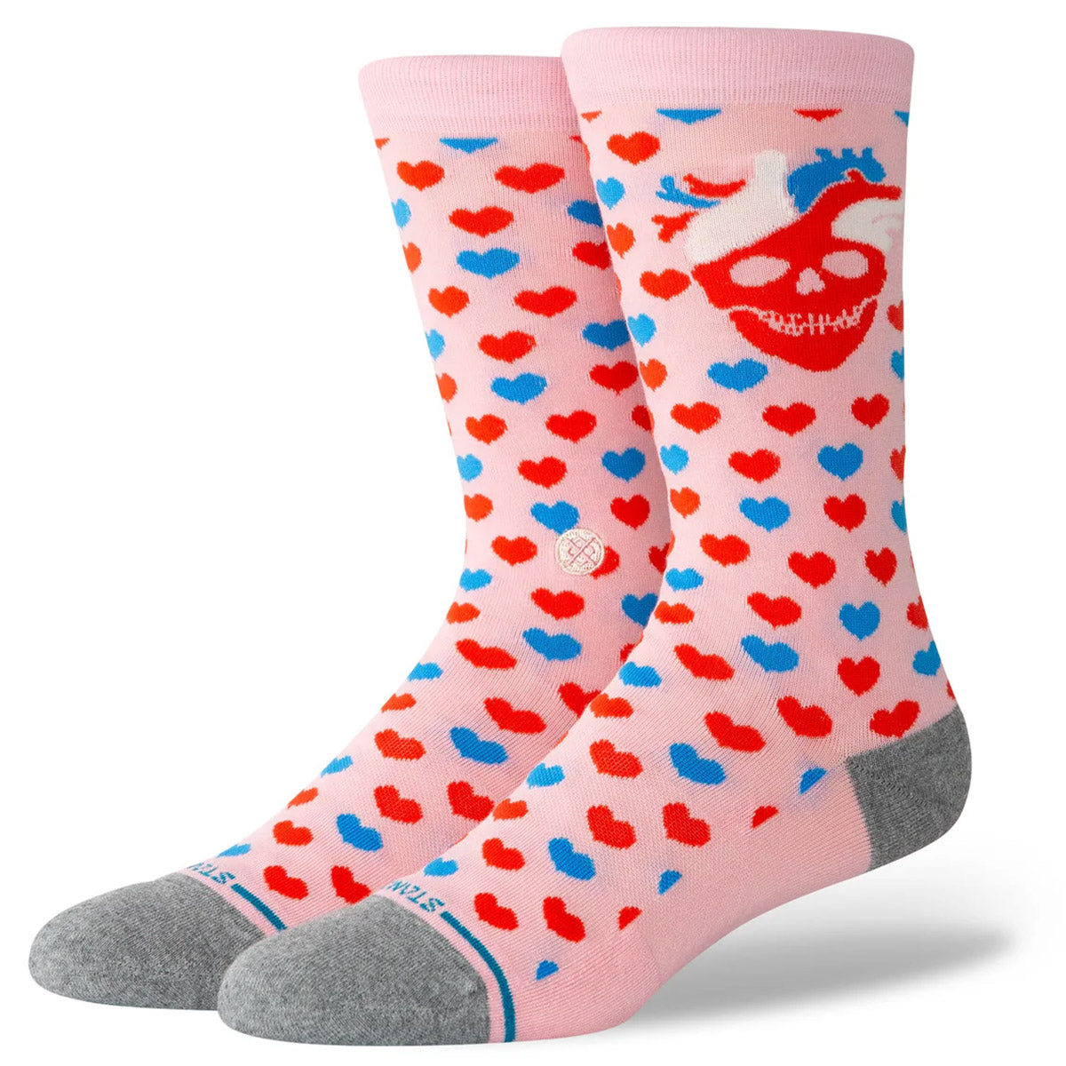 STANCE SOCKS HEARTED CREW PINK - The Drive Skateboard Shop