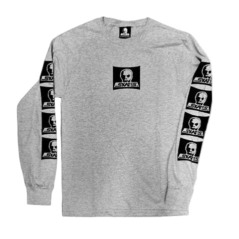 SKULL SKATES SURF BOX LOGO LONGSLEEVE HEATHER GREY - The Drive Skateboard Shop