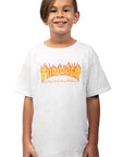 THRASHER YOUTH FLAME LOGO TEE WHITE - The Drive Skateshop