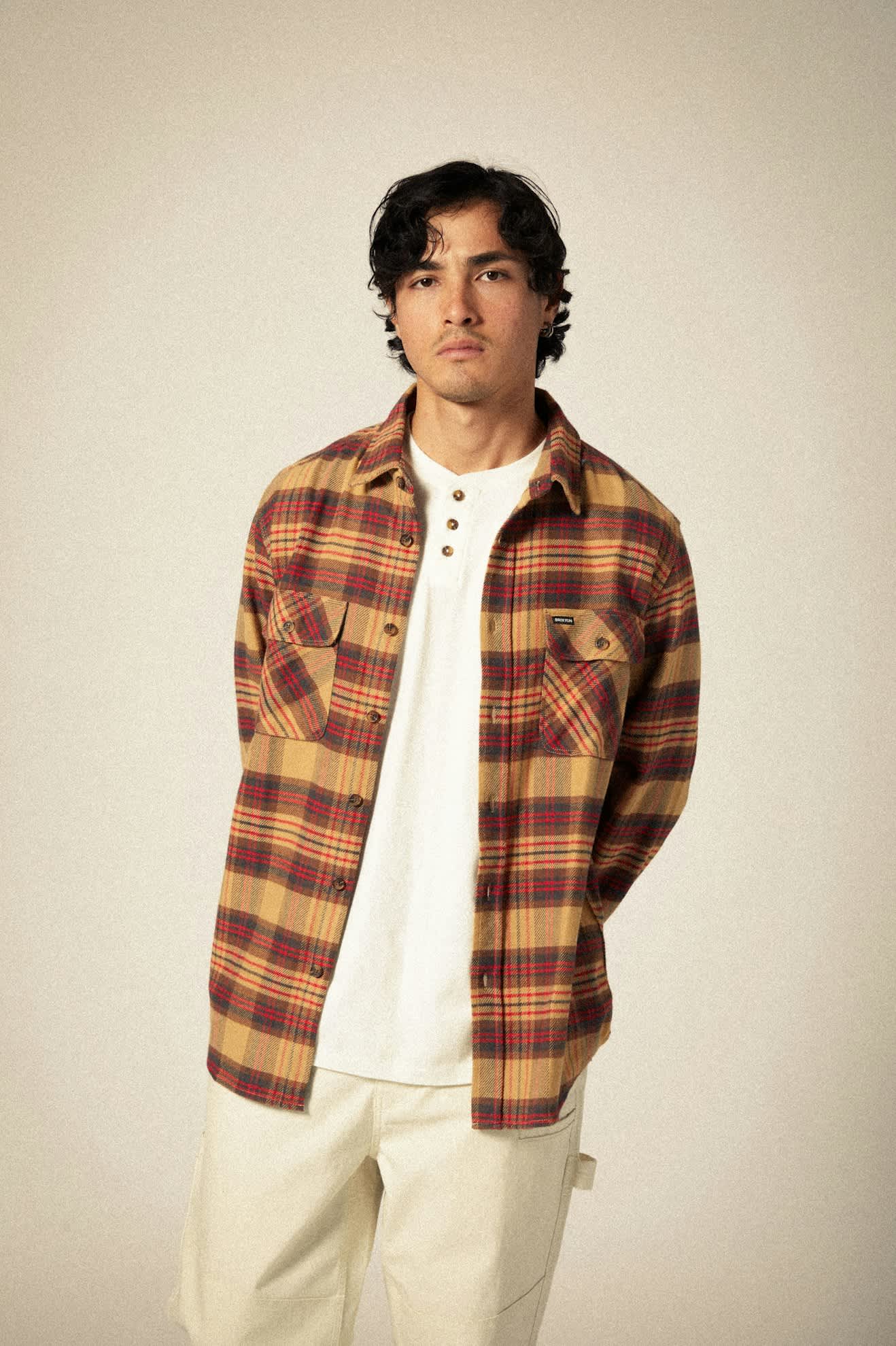 BRIXTON BOWERY FLANNEL CURRY/WASHED BLACK/CRIMSON - The Drive Skateboard Shop