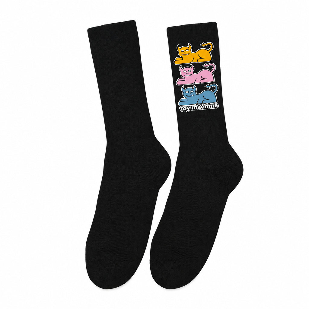TOY MACHINE SOCKS TRIPLE CAT BLACK