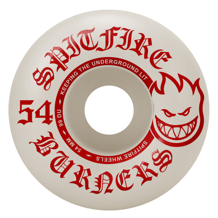 SPITFIRE WHEELS BURNERS WHITE/RED 99A (54MM)