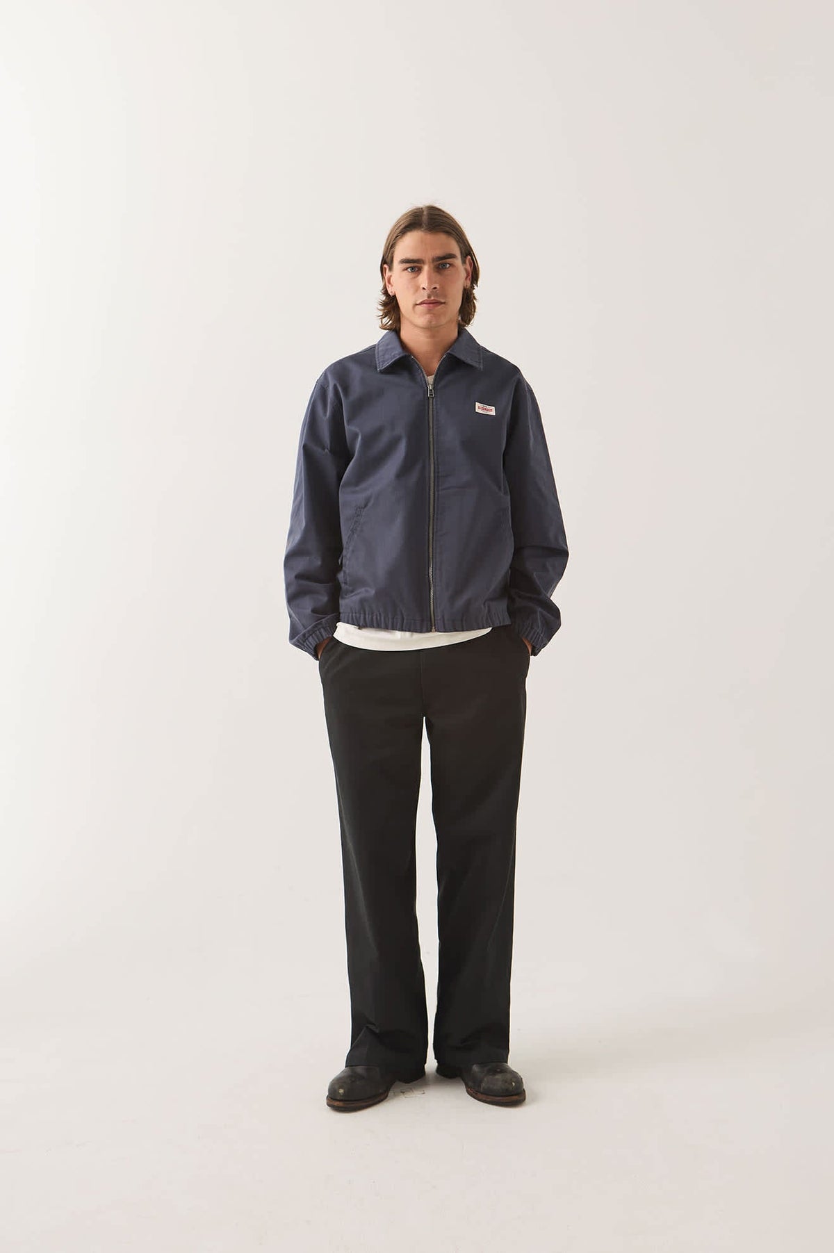 BRIXTON TRADEMARK LIGHTWEIGHT GARAGE ZIP JACKET WASHED NAVY