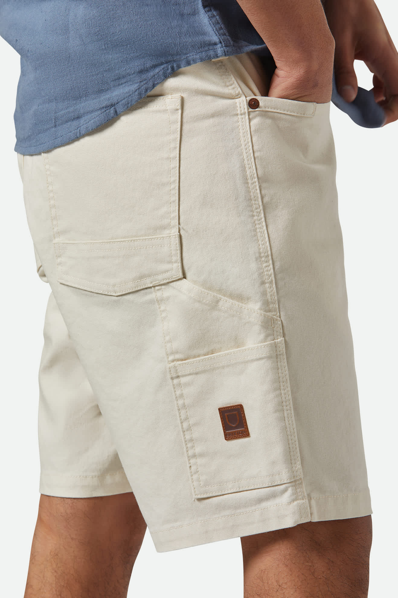 BRIXTON BUILDERS CARPENTER BAGGY SHORT EGRET WHITE