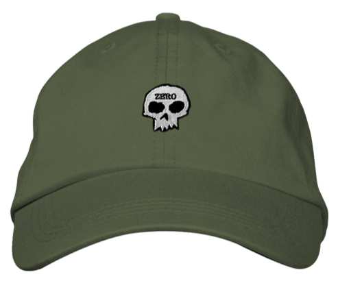 ZERO SINGLE SKULL UNSTRUCTURED DAD HAT MILITARY GREEN - The Drive Skateshop