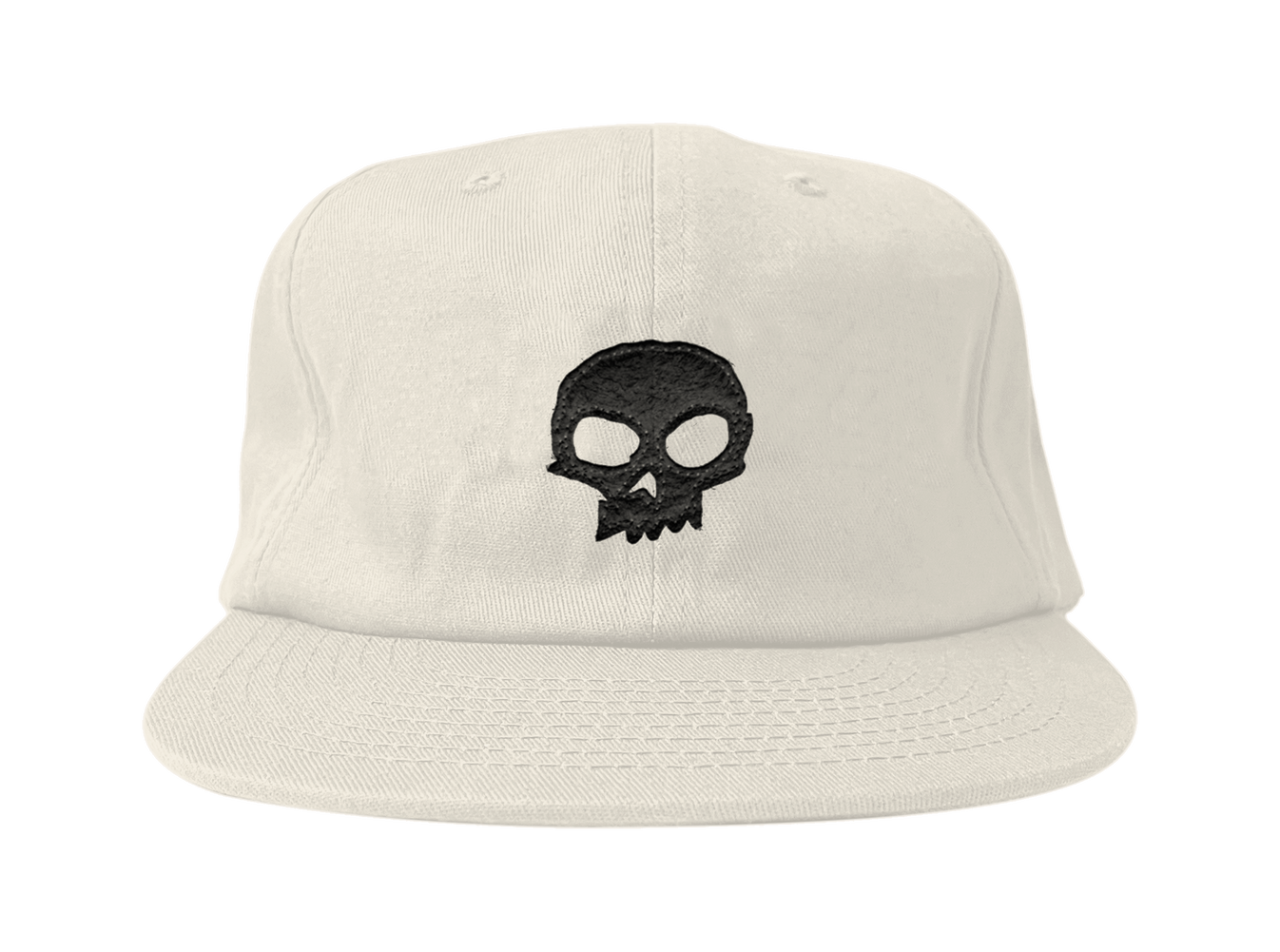 ZERO SINGLE SKULL FELT APPLIQUE STRAPBACK HAT WHITE