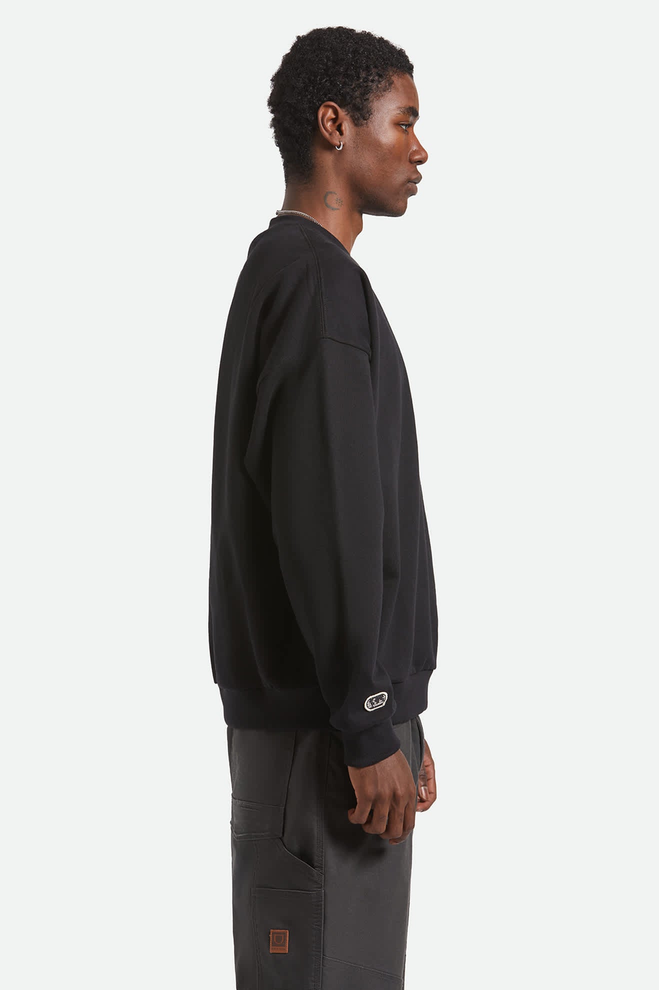 BRIXTON EMBROIDERED HEAVY WEIGHT CREW BLACK