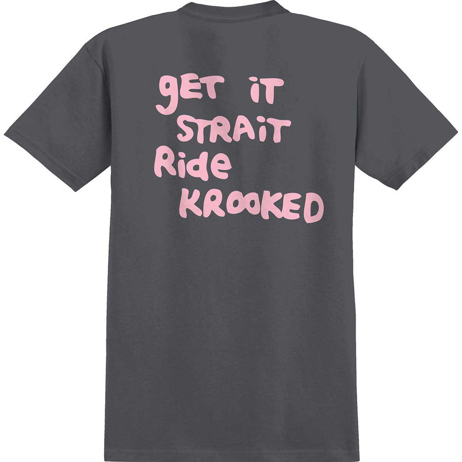 KROOKED STRAIT EYES SS TEE CHARCOAL/PINK - The Drive Skateshop