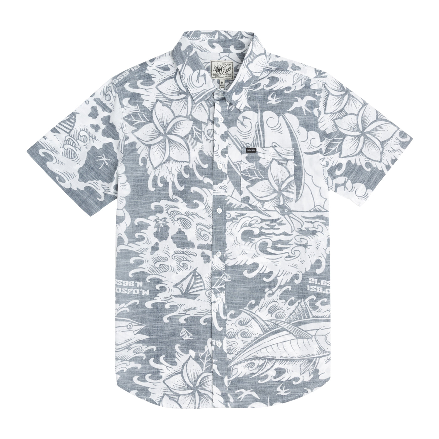 DARK SEAS LOG CABINS WOVEN TEE NAVY