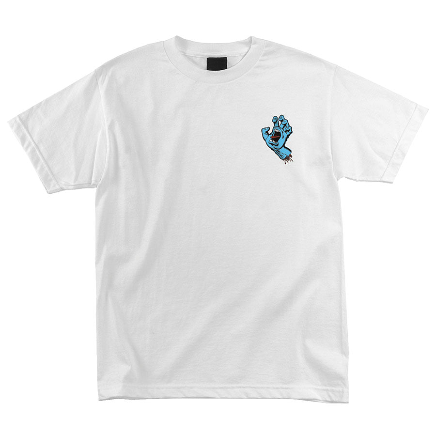 SANTA CRUZ T SHIRT SCREAMING HAND WHITE The Drive Skateshop