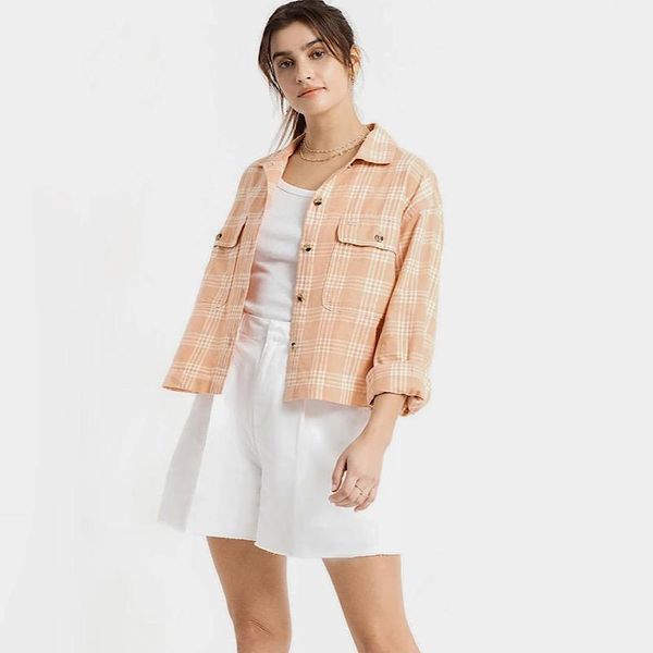 BRIXTON WOMENS BOWERY LW L/S FLANNEL - DUSTY CORAL