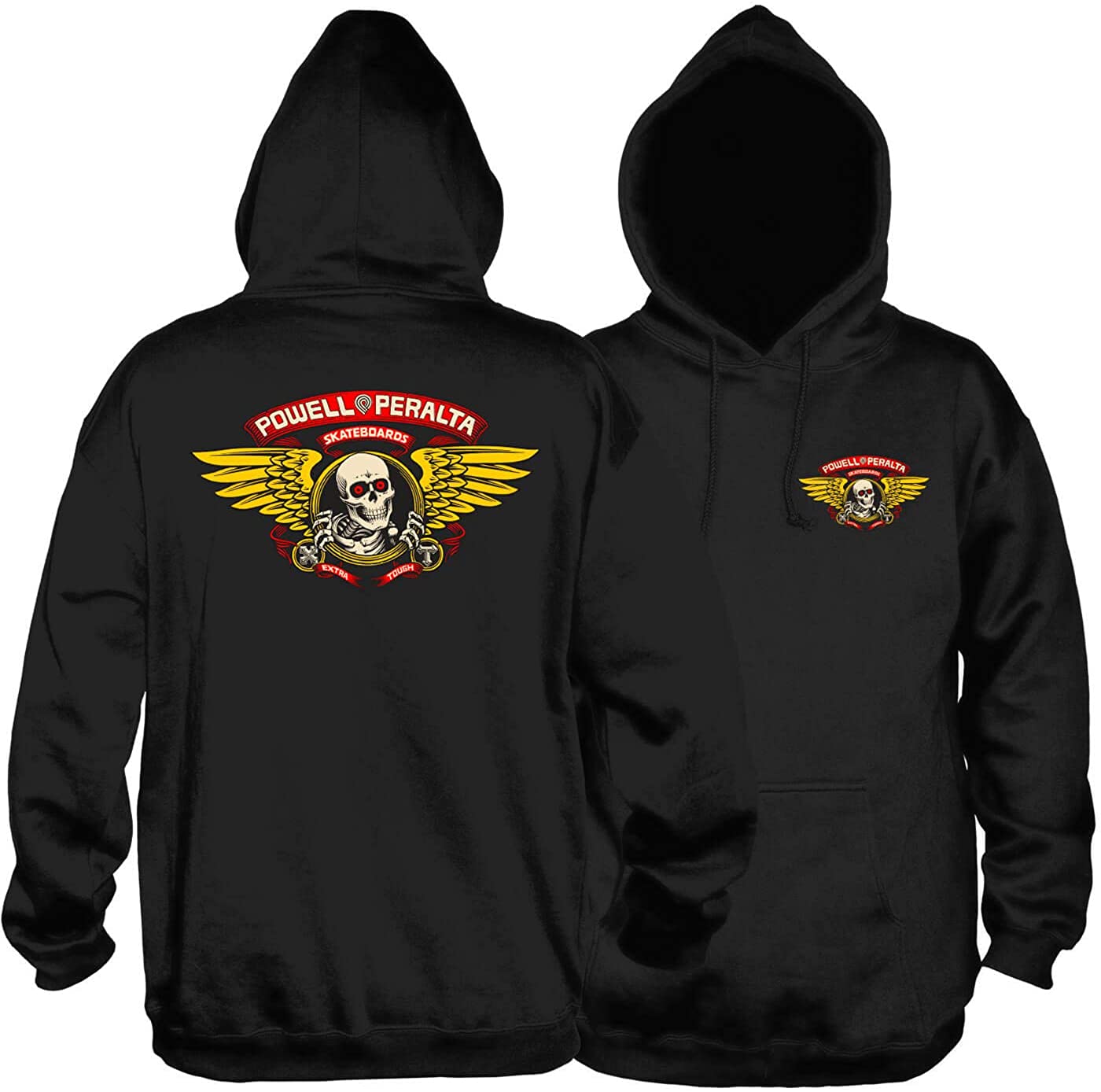 POWELL PERALTA SWEATER - WINGED RIPPER MID-WEIGHT HOOD BLACK - The Drive Skateshop