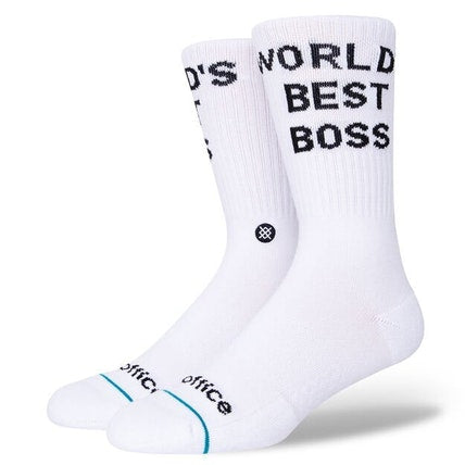 STANCE SOCKS WORLDS BEST BOSS WHITE - The Drive Skateshop