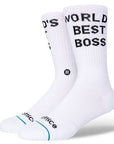 STANCE SOCKS WORLDS BEST BOSS WHITE - The Drive Skateshop