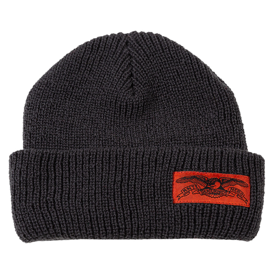 ANTIHERO STOCK EAGLE LABEL CUFF BEANIE DARK GREY - The Drive Skateshop