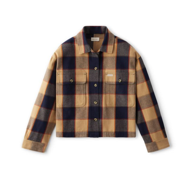 BRIXTON BOWERY W L/S FLANNEL - KHAKI - 100% ORGANIC COTTON - The Drive Skateshop
