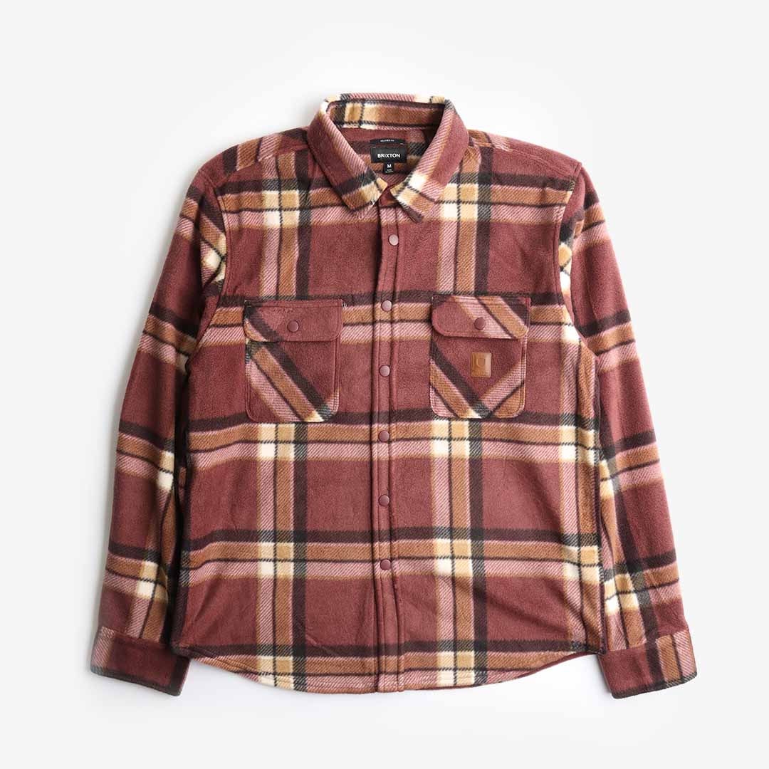 BRIXTON L/S BOWERY ARCTIC STRETCH FLEECE MAHOGANY PLAID 