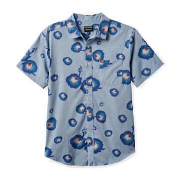BRIXTON CHARTER PRINT S/S WOVEN DUSTY BLUE/PACIFIC BLUE/CORAL