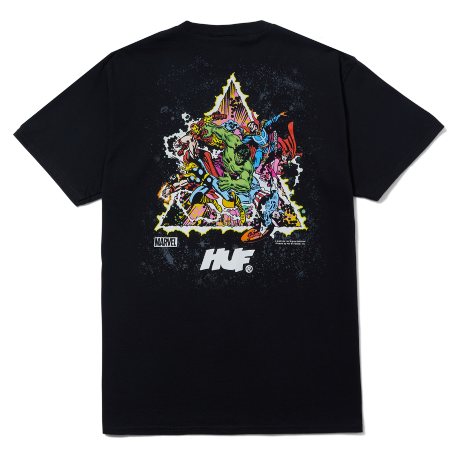 HUF X AVENGERS COSMIC ASSEMBLEDGE TEE BLACK