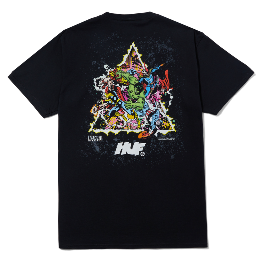HUF X AVENGERS COSMIC ASSEMBLEDGE TEE BLACK