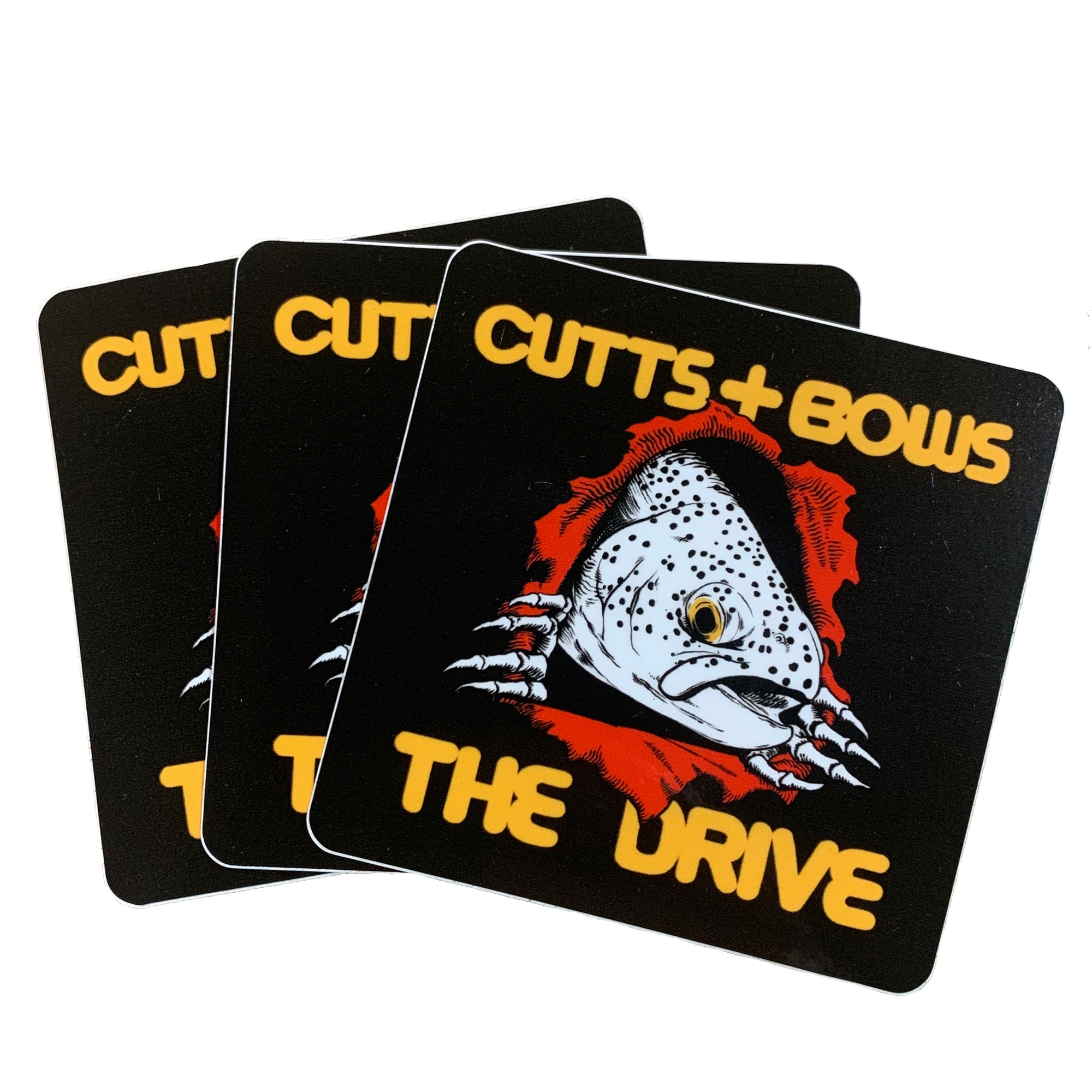 THE DRIVE X CUTTS AND BOWS "TROUT RIPPER" STICKER 3-PACK - The Drive Skateshop