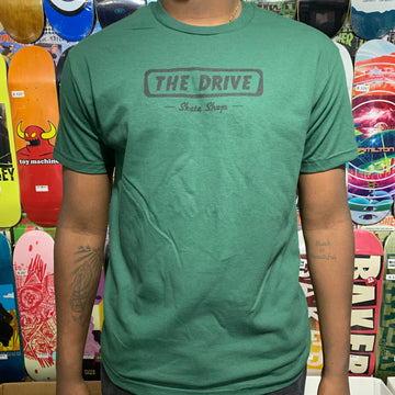 THE DRIVE SKATE SHOP LOGO BAR T-SHIRT FOREST GREEN/BLACK - The Drive Skateshop