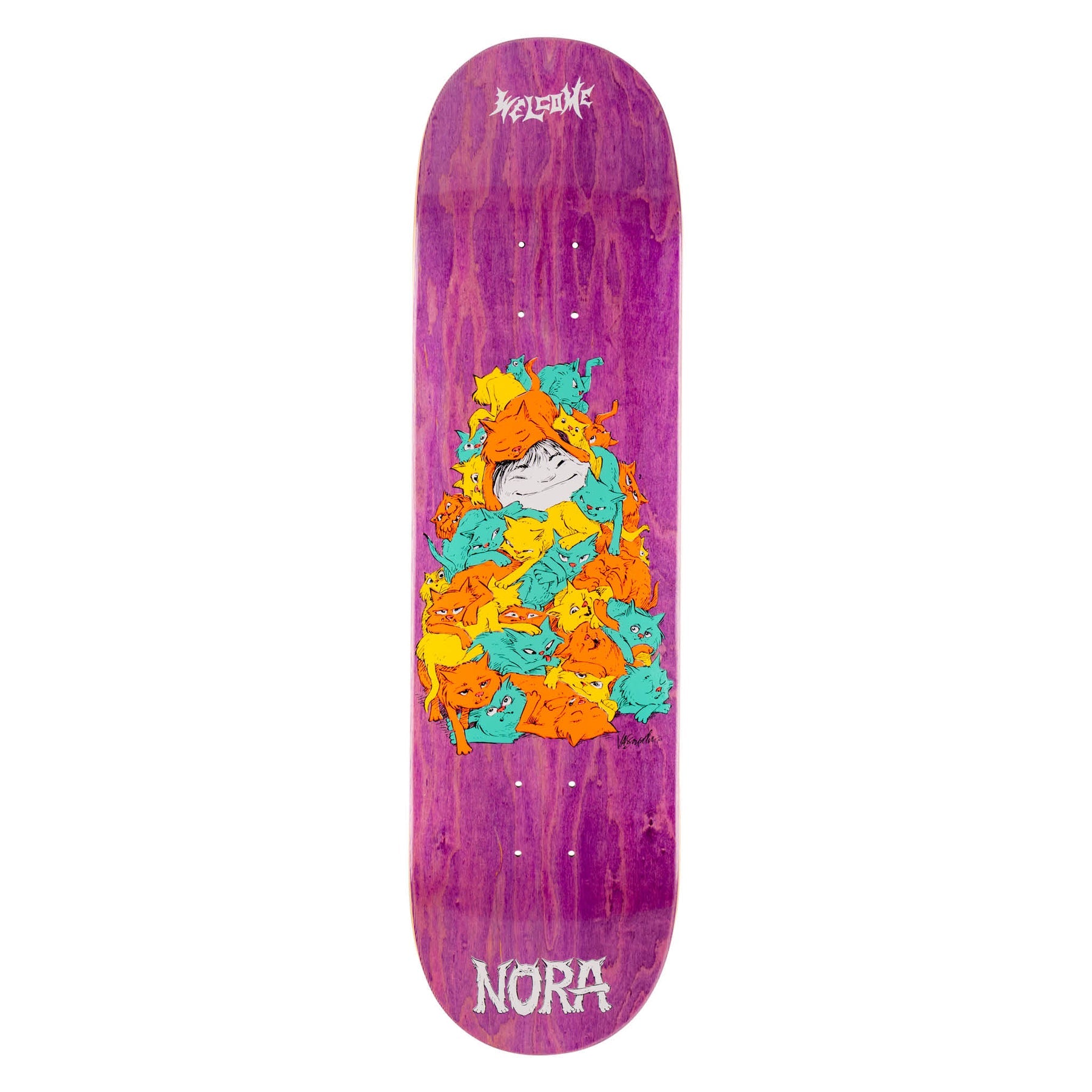 WELCOME DECK PURR PILE NORA PURPLE STAIN (8.25")