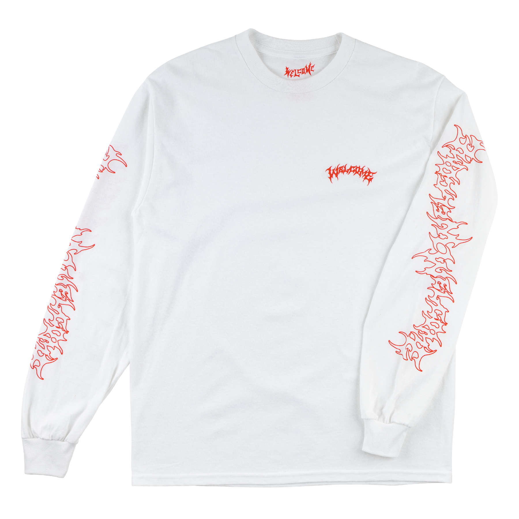 WELCOME BARB LONG SLEEVE TEE WHITE/RED