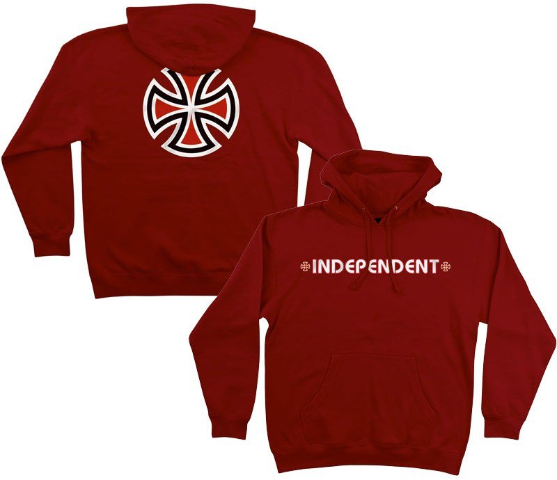 INDEPENDENT HOODIE BAR/CROSS MAROON - The Drive Skateshop