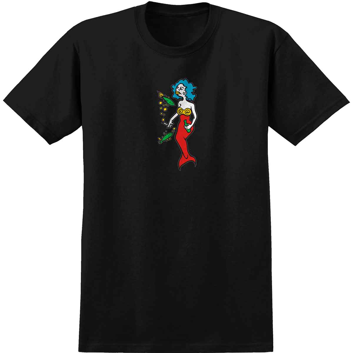 KROOKED MERMAID SS T-SHIRT BLACK - The Drive Skateshop