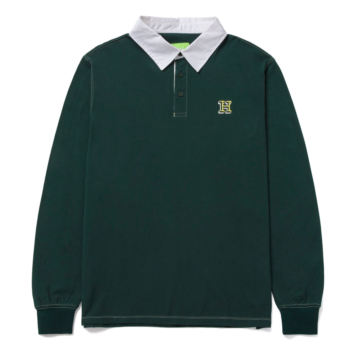 HUF LONGDEN LONG SLEEVE POLO FOREST GREEN