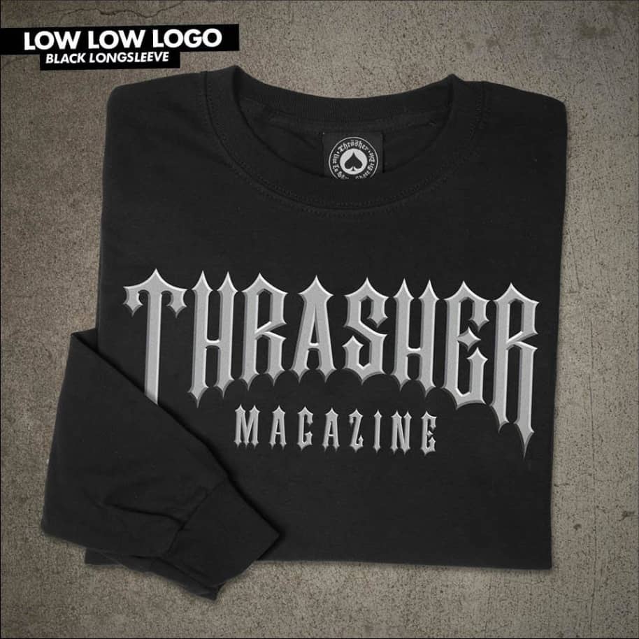 THRASHER L/S T-SHIRT LOW LOW LOGO - BLACK - The Drive Skateshop