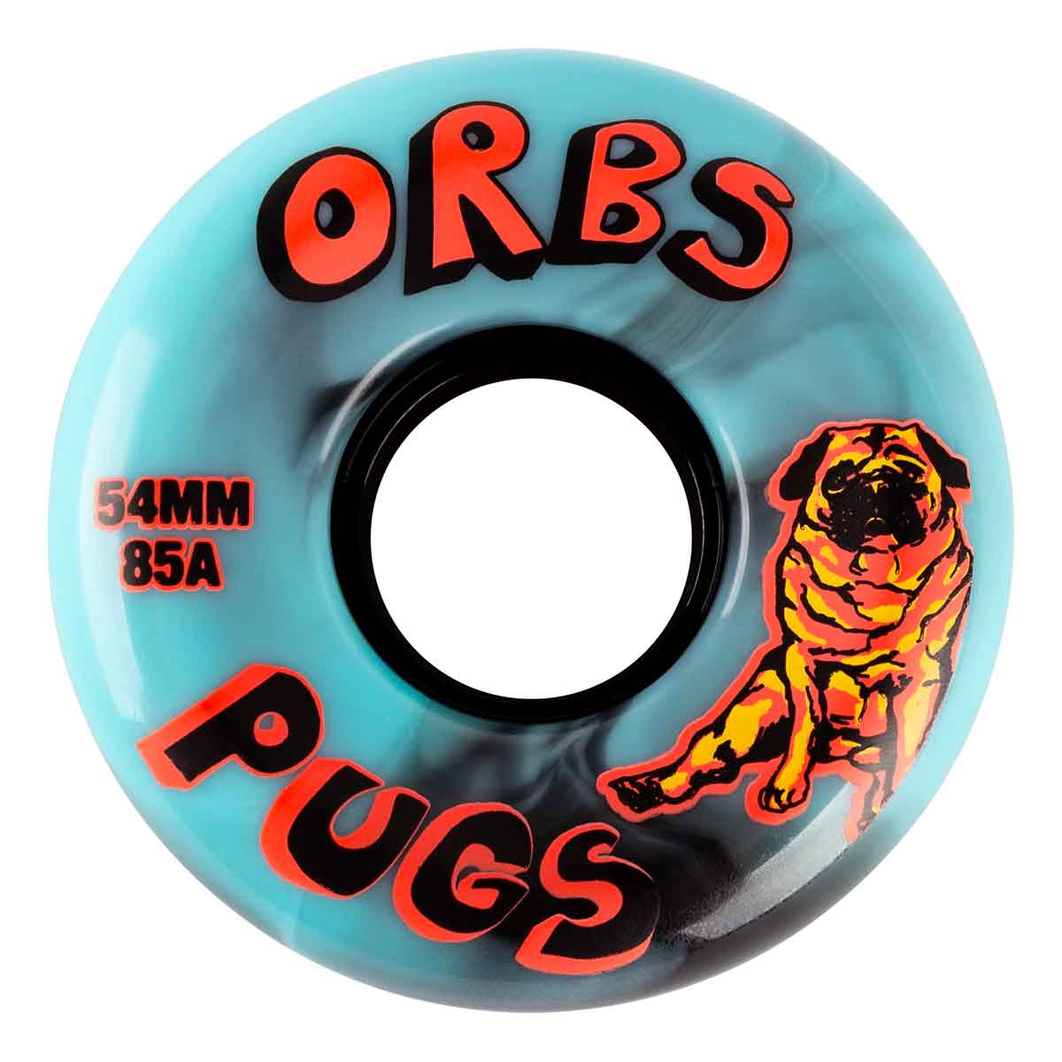 ORBS WHEELS - PUGS 85A BLACK/BLUE SWIRLS (54MM)