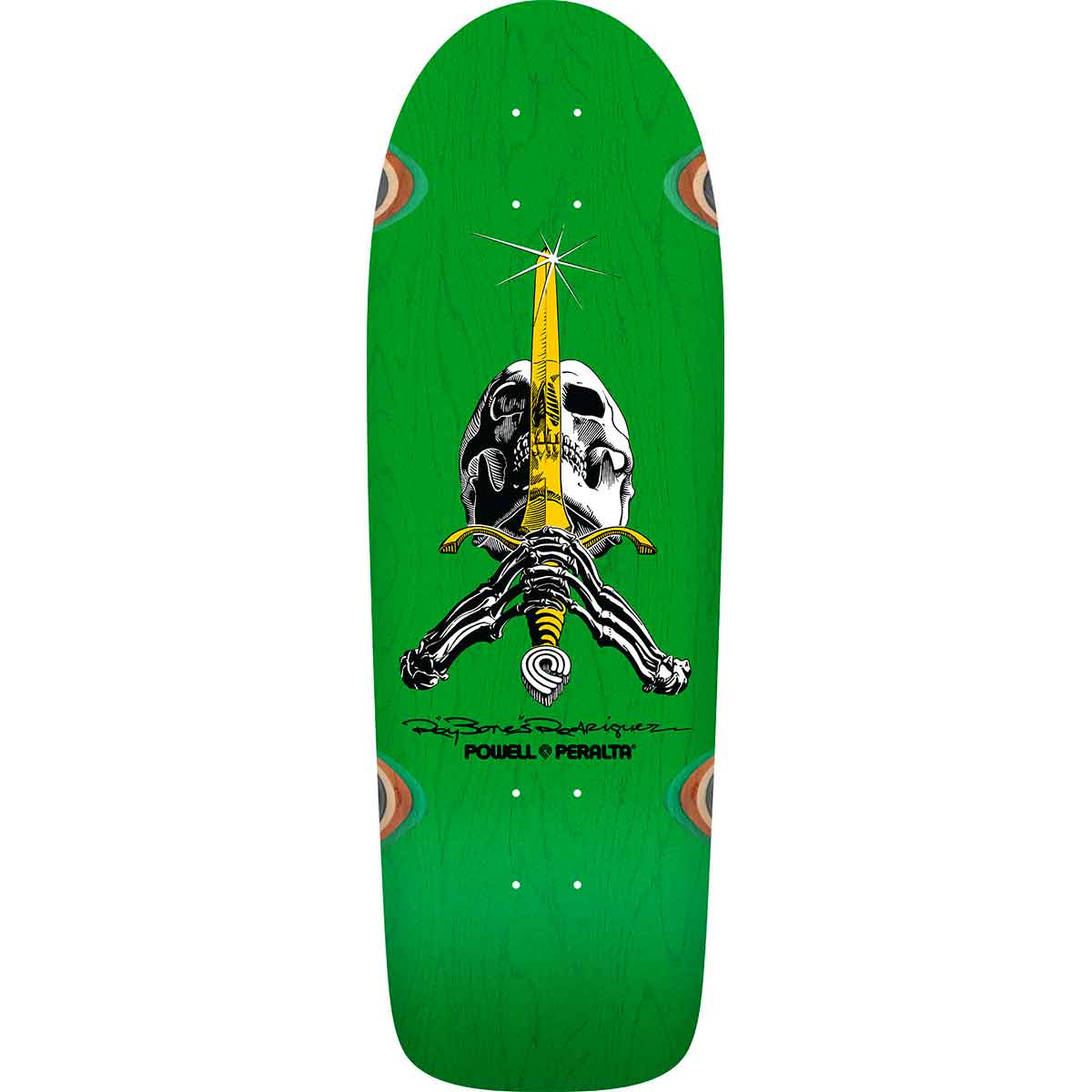 POWELL-PERALTA - RODRIGUEZ SKULL AND SWORD SPOON NOSE GREEN (10")