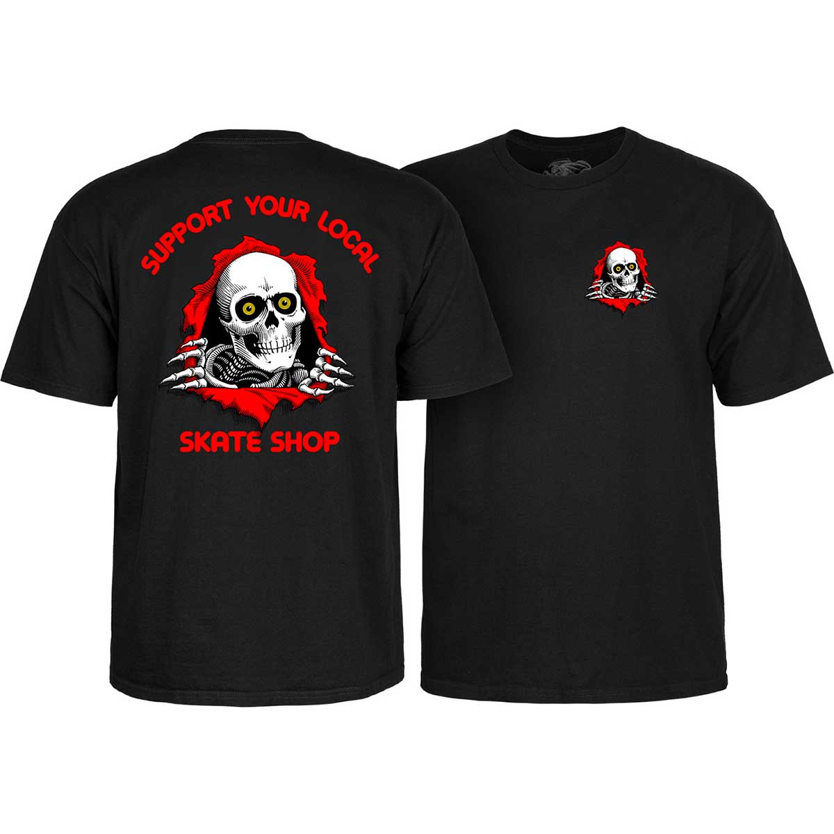 POWELL PERALTA SUPPORT YOUR LOCAL SKATE SHOP T-SHIRT BLACK - The Drive Skateshop