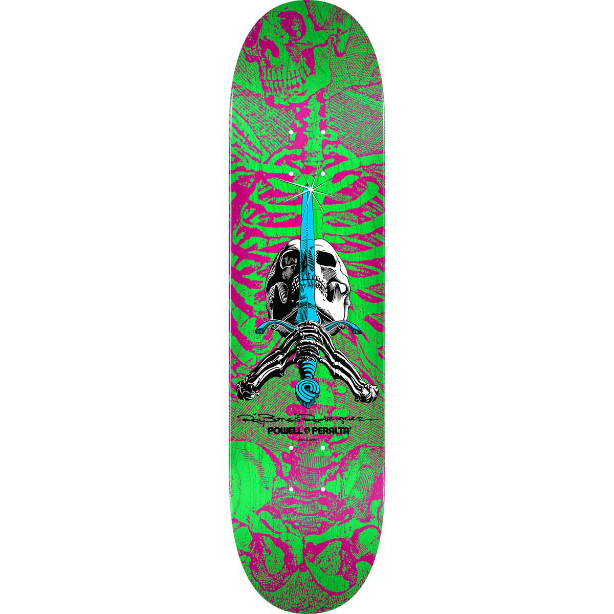 POWELL-PERALTA DECK - SKULL AND SWORD PINK GREEN (8")