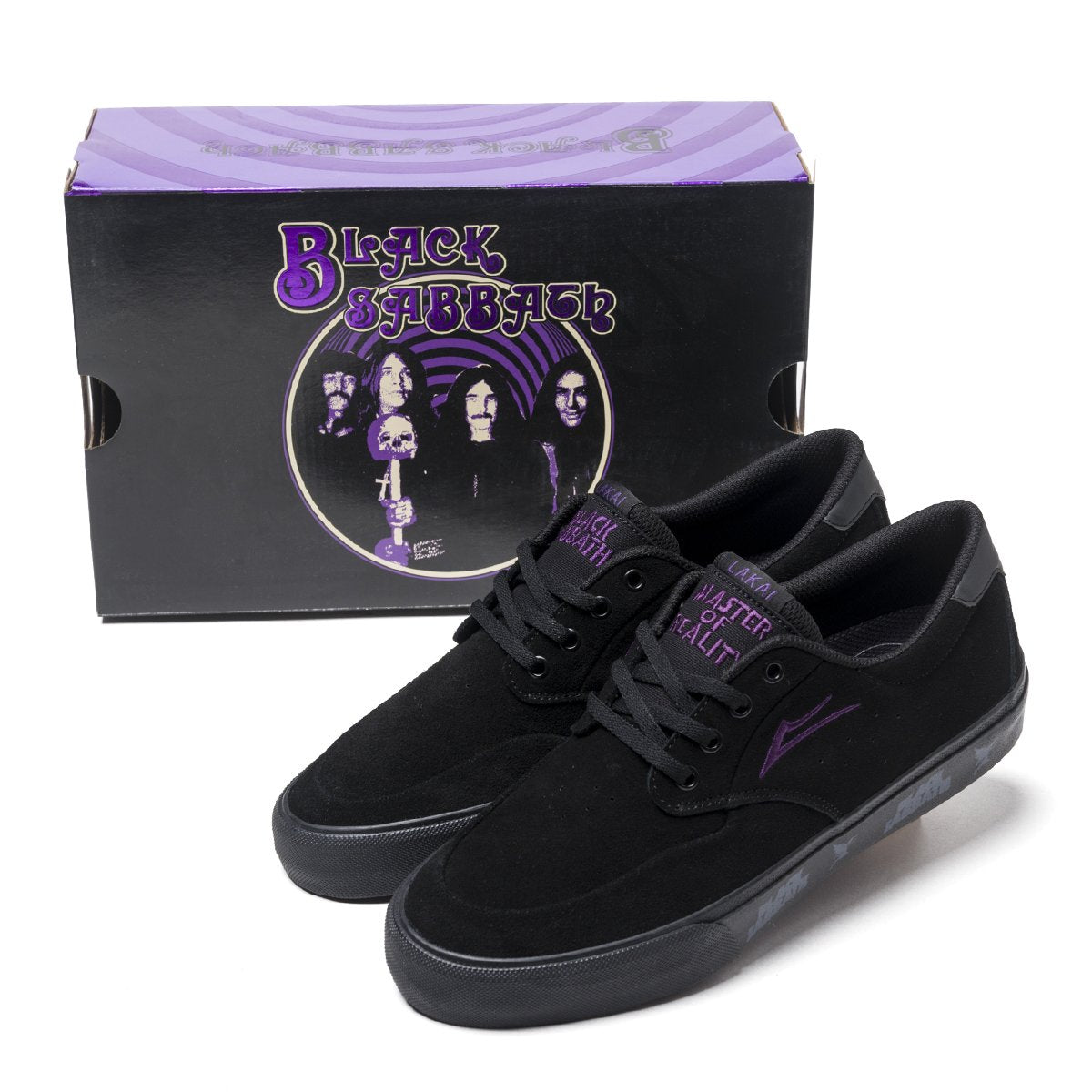 LAKAI X BLACK SABBATH RILEY 3 BLACK SUDEDE The Drive Skateboard Shop