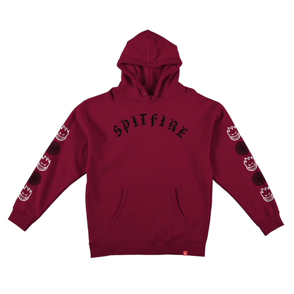 SPITFIRE OLD E COMBO SLEEVE PULLOVER SCARLET/BLACK - The Drive Skateshop