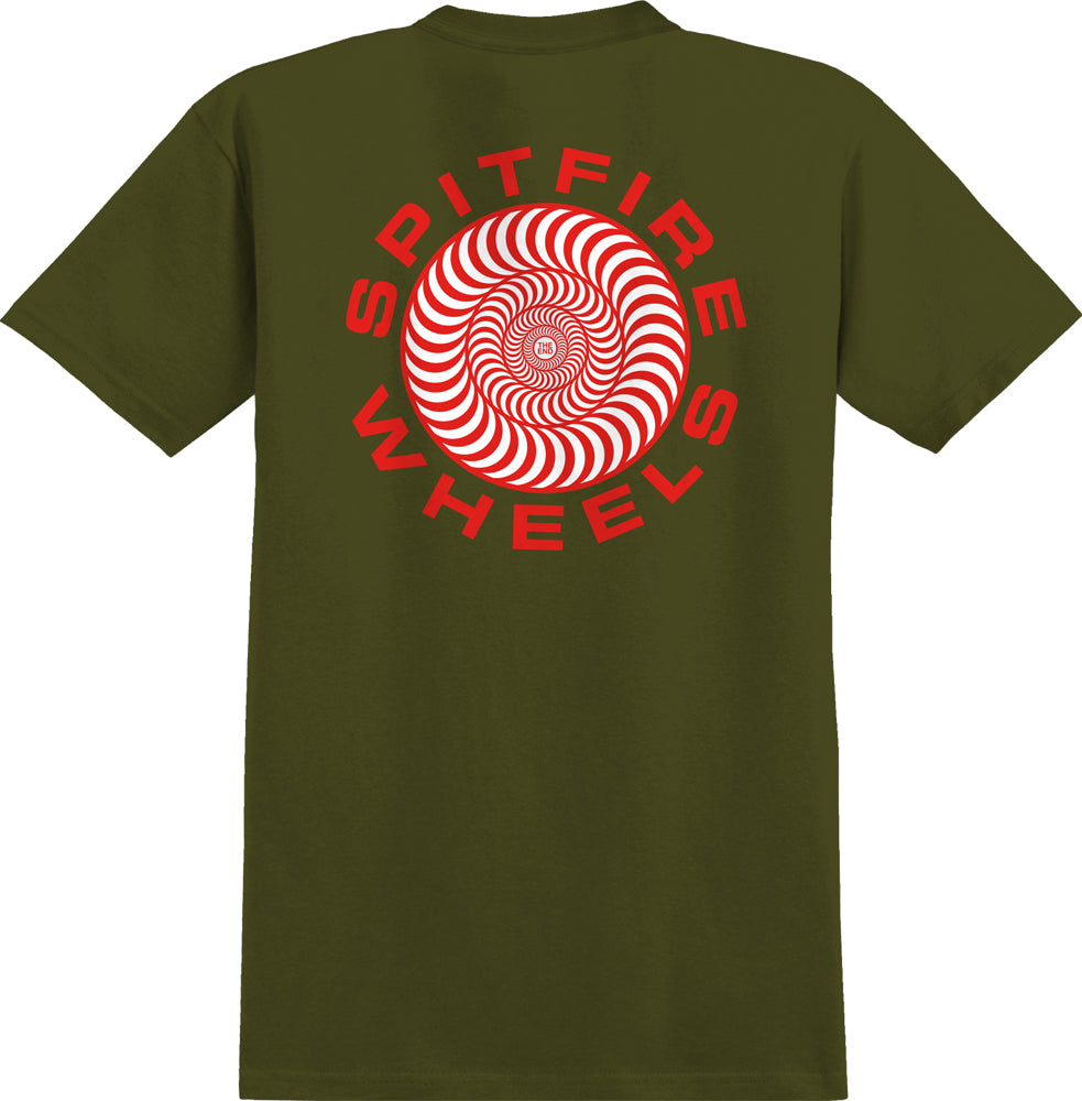 SPITFIRE CLASSIC 87 SWIRL T-SHIRT MILITARY GREEN/RED - The Drive Skateshop