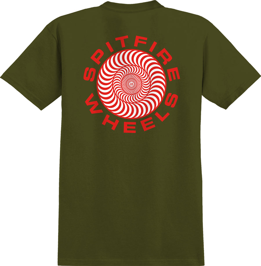 SPITFIRE CLASSIC 87 SWIRL T-SHIRT MILITARY GREEN/RED - The Drive Skateshop