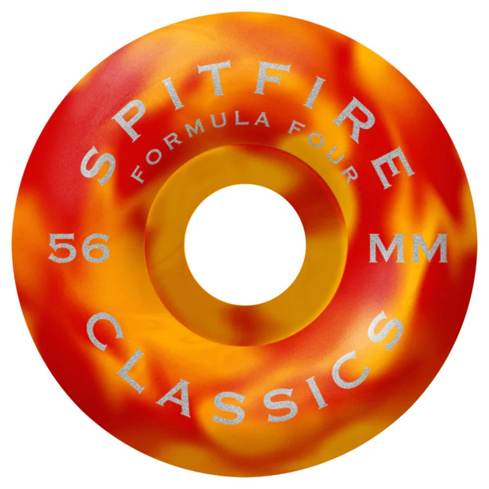 SPITFIRE WHEELS FORMULA FOUR SWIRLED CLASSIC RED ORANGE 99A (56MM)