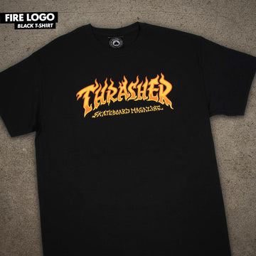 THRASHER FIRE LOGO T-SHIRT BLACK
