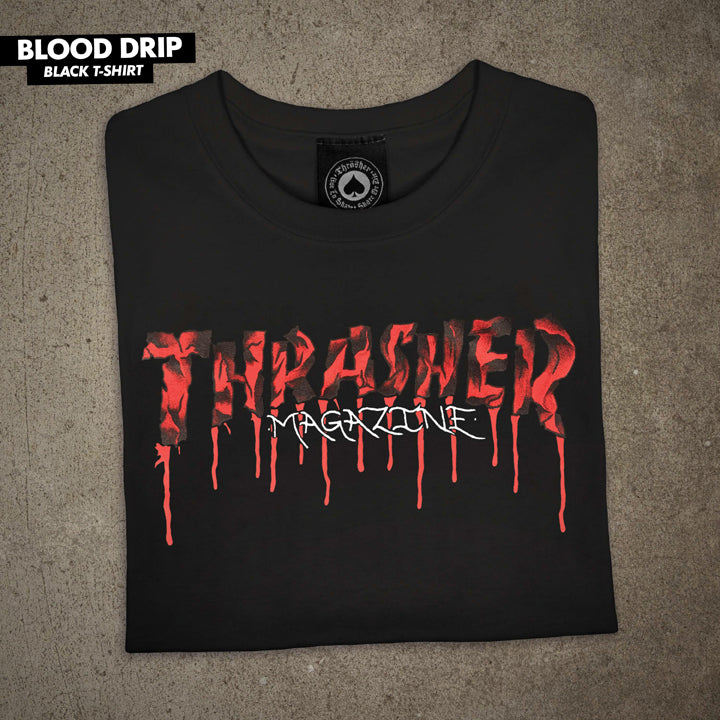 THRASHER T-SHIRT BLOOD DRIP BLACK