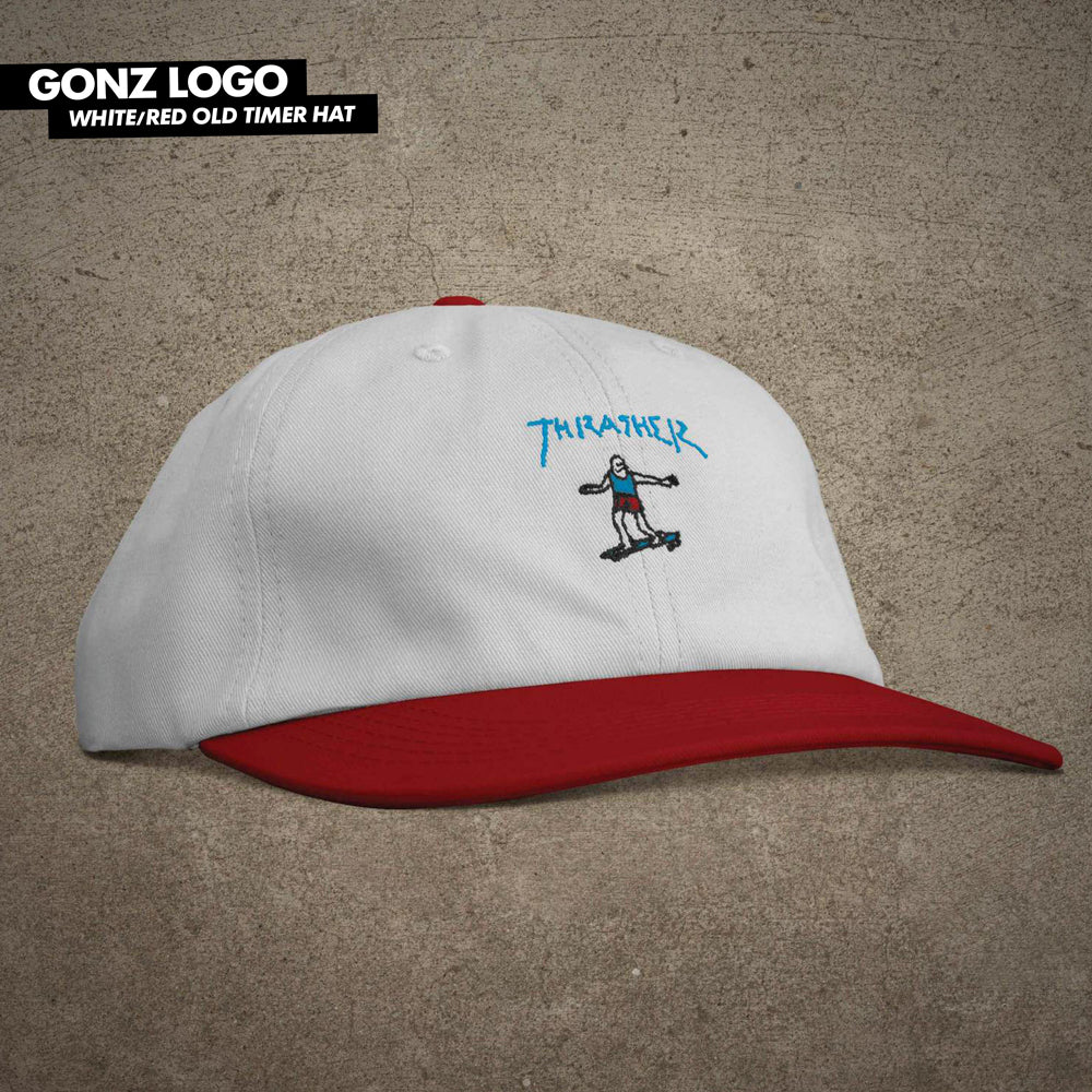 THRASHER GONZ OLD TIMER HAT WHITE/RED