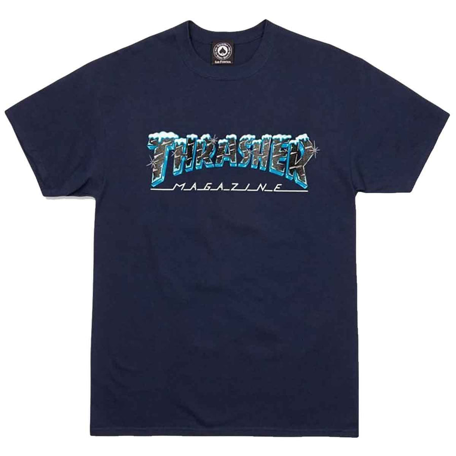 THRASHER T-SHIRT BLACK ICE NAVY - The Drive Skateshop