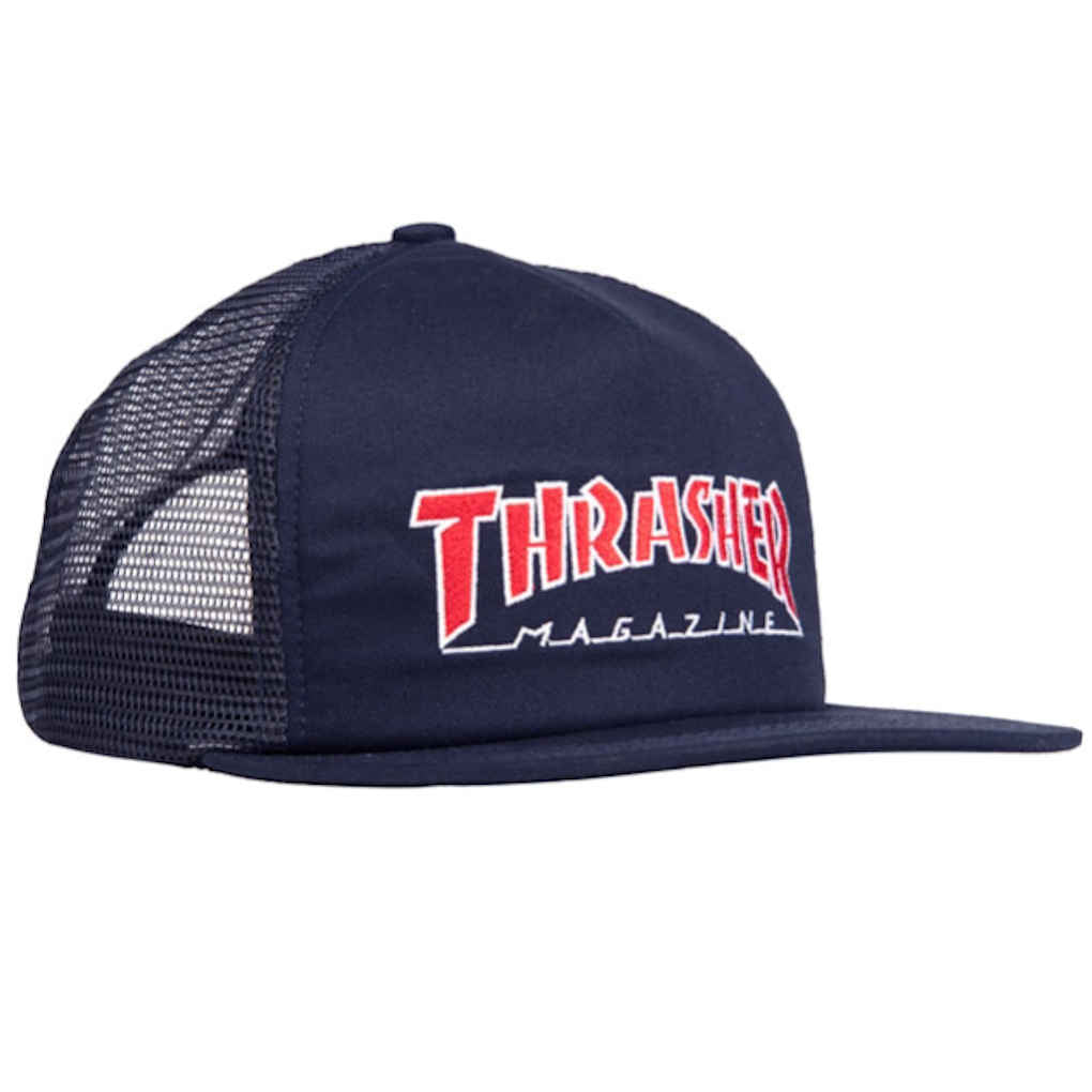 THRASHER EMBROIDERED OUTLINE MESH CAP NAVY