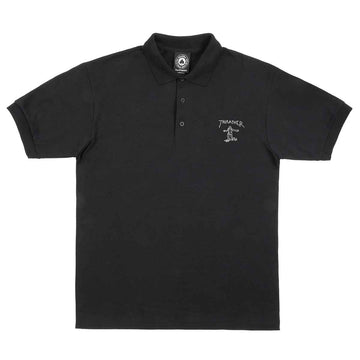 THRASHER LITTLE GONZ EMBROIDERED POLO BLACK