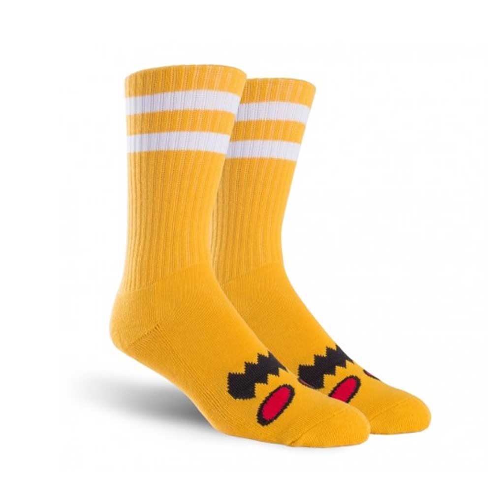 TOY MACHINE SOCKS MONSTER FACE MUSTARD - The Drive Skateshop