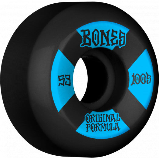 BONES 100&#39;S BLACK OG FORMULA WHEELS 100A (52MM/53MM/55MM) - The Drive Skateshop