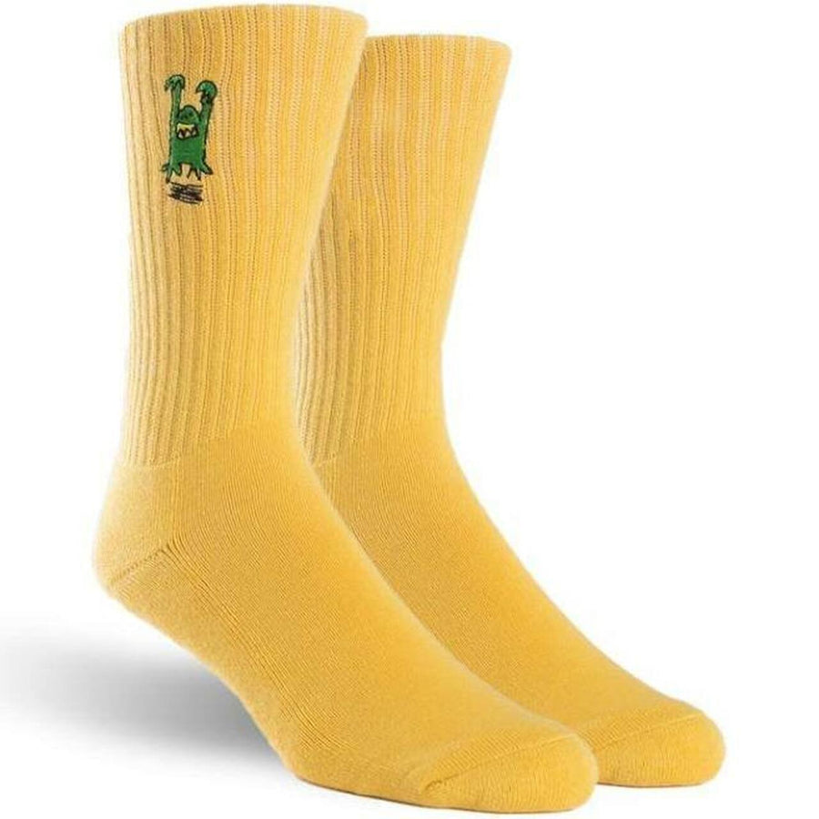 FOUNDATION EMBROIDERED MONSTER SOCKS YELLOW - The Drive Skateshop